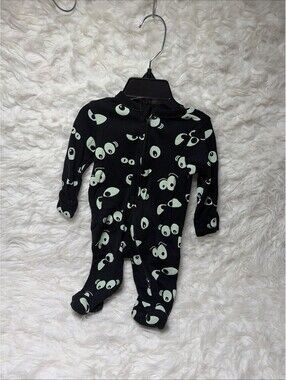 Old Navy GLOW IN THE DARK One Piece Pj Sz 0-3M Green Eyes